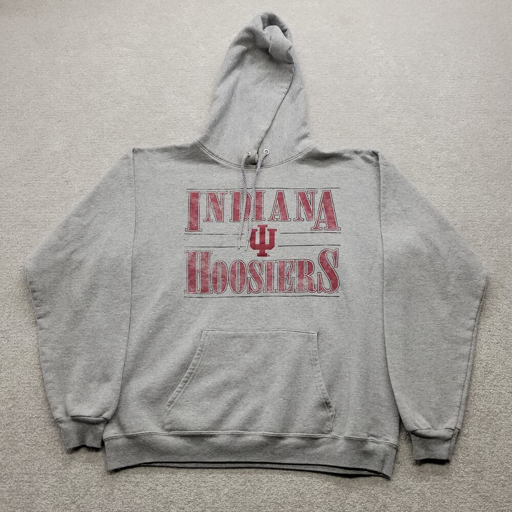 Indiana Hoosiers Hane EcoSmart Hoodie Medium Gray IU College Pullover Sweatshirt